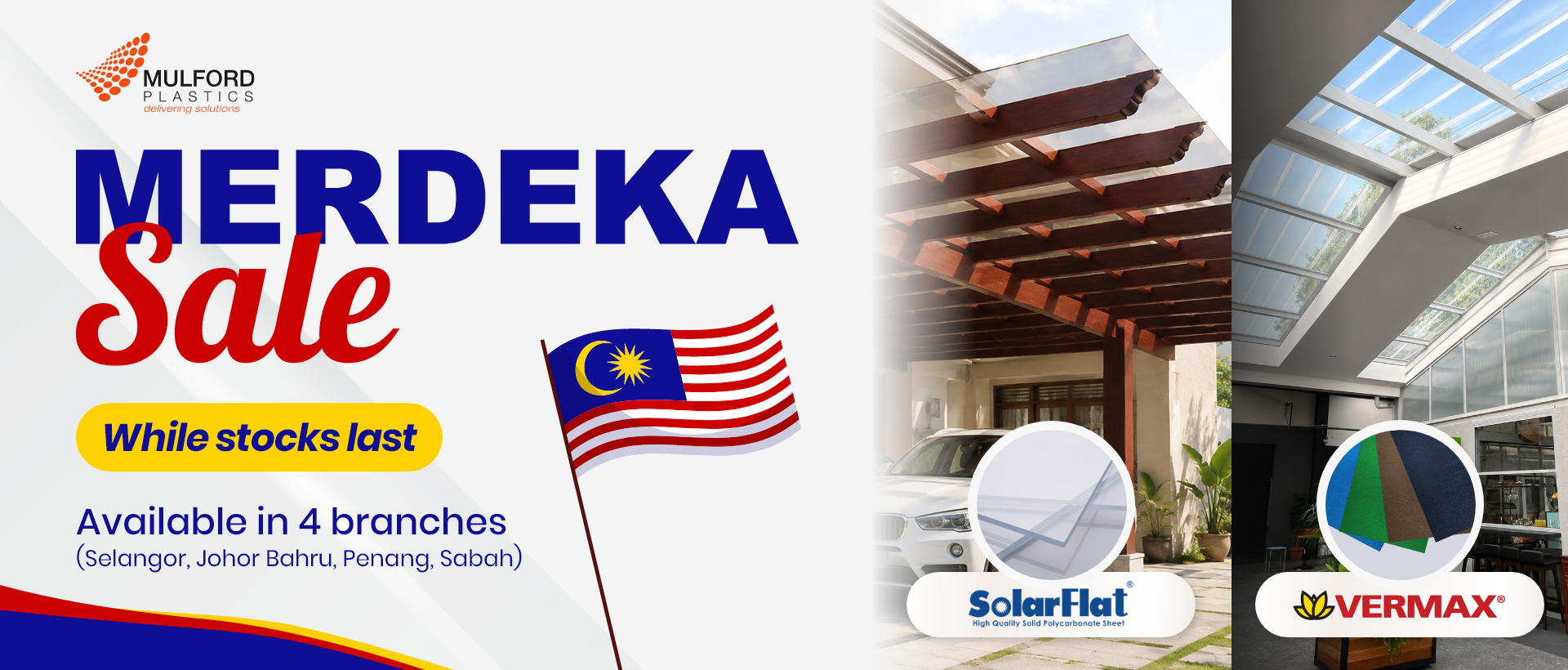 Mulford Plastics Merdeka Sale, while stocks last, available in 4 branches: Selangor, Johor Bahru, Penang and Sabah